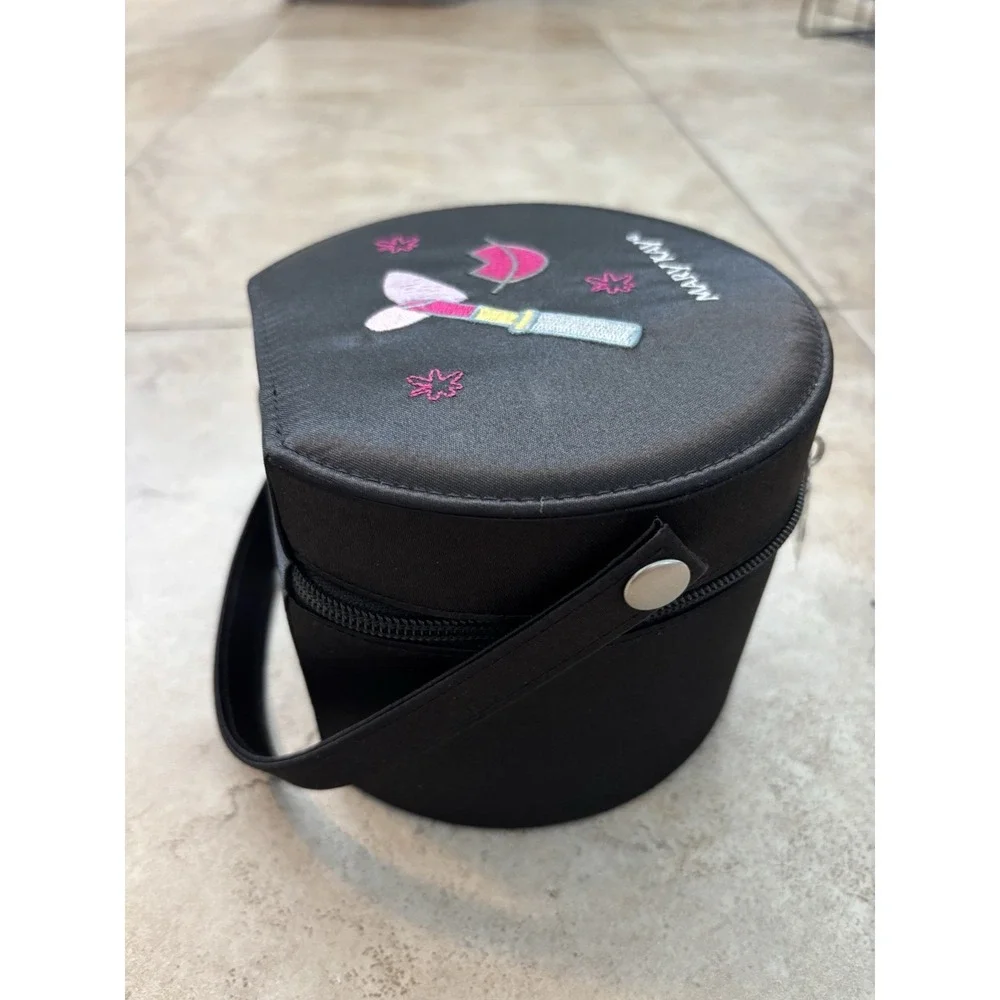 RARE New Mary Kay Cosmetic Makeup Round Make-up Case with Carry Handle